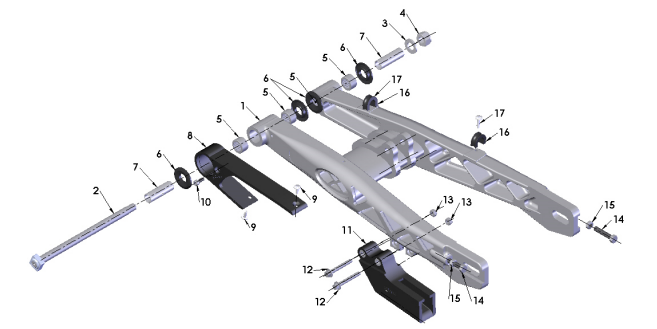 2024 CX65 Parts – Swingarm Assembly