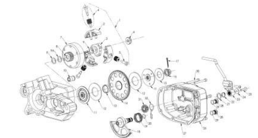 2013 Cobra 50JR Engine – Clutch and Kick Starter