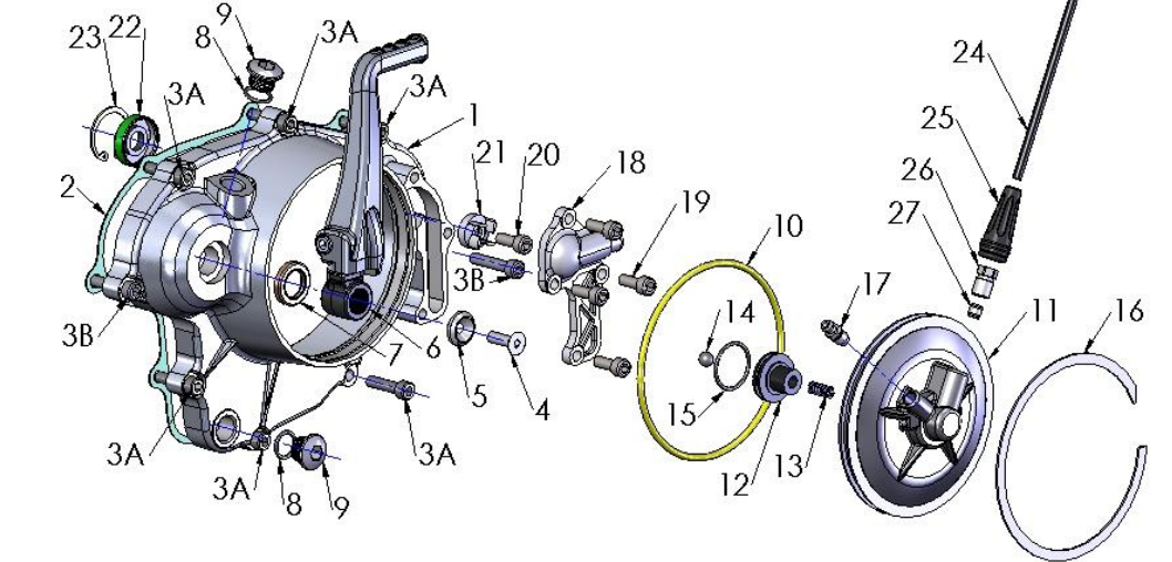 2014 Cobra CX65 Clutch / Kick Cover Components