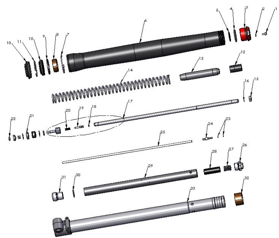 2015 Cobra 50JR Parts – Forks – Leg Assembly – Non-Brake Side