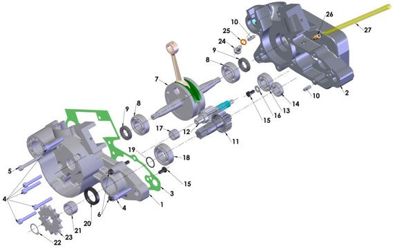 2015 Cobra 50JR Parts – Engine – Bottom End and Transmission