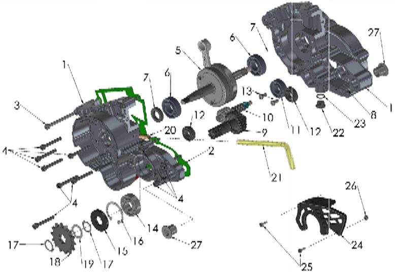 2017 Cobra 50JR Parts – Engine – Bottom End and Transmission