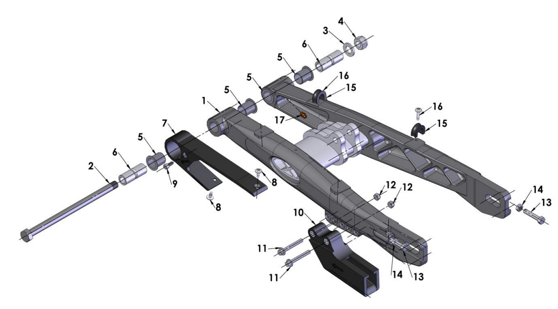 2017 Cobra CX65 Parts – Swingarm Assembly