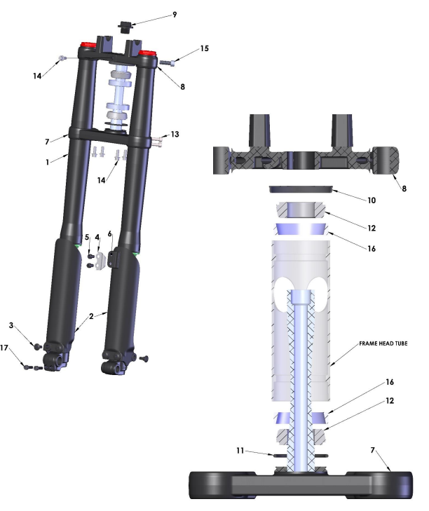 20189 Cobra 50FWE Parts - Forks & Triple Clamps