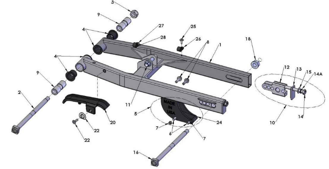 20189 Cobra 50FWE Parts - Swingarm Assembly