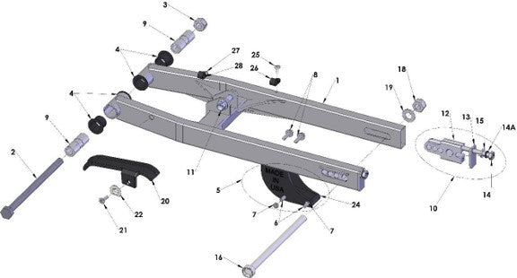 2018 Cobra 50FWE Parts – Swingarm Assembly