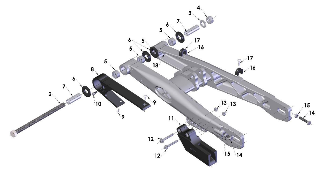 2018 Cobra CX65 Parts - Swingarm Assembly