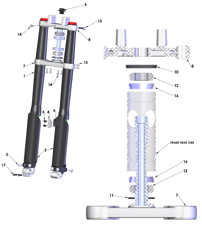 2019 Cobra 50JR Parts - Forks & Triple Clamps