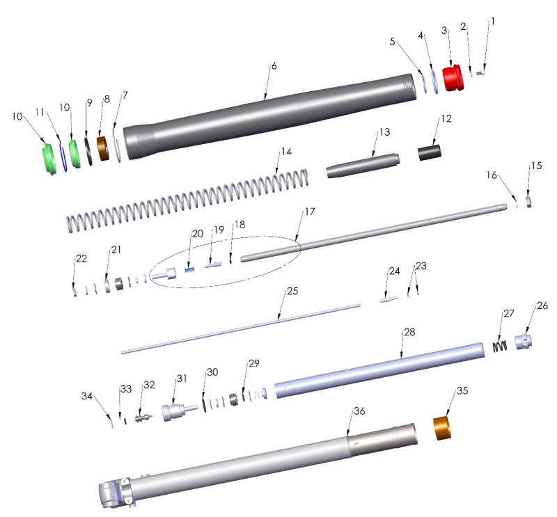 2020-CX50-King Parts- Forks- Leg Assembly- Brake Side