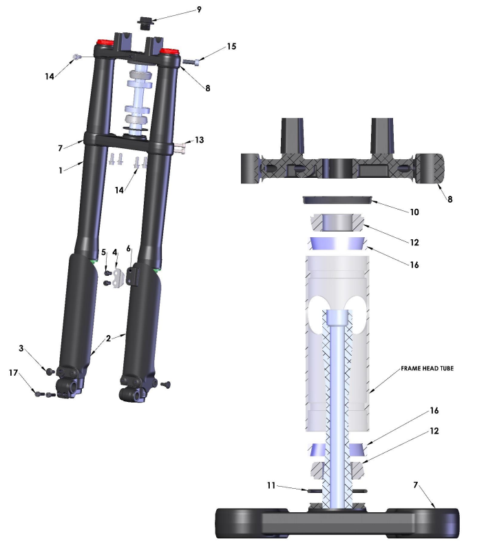 2020-CX50FWE Parts- Forks & Triple Clamps