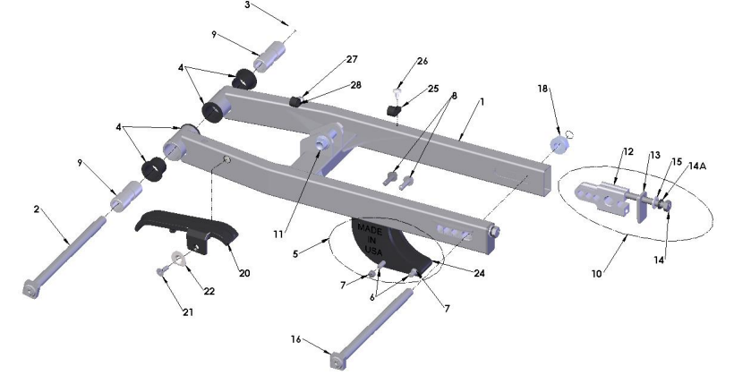 2020-CX50FWE Parts- Swingarm Assembly