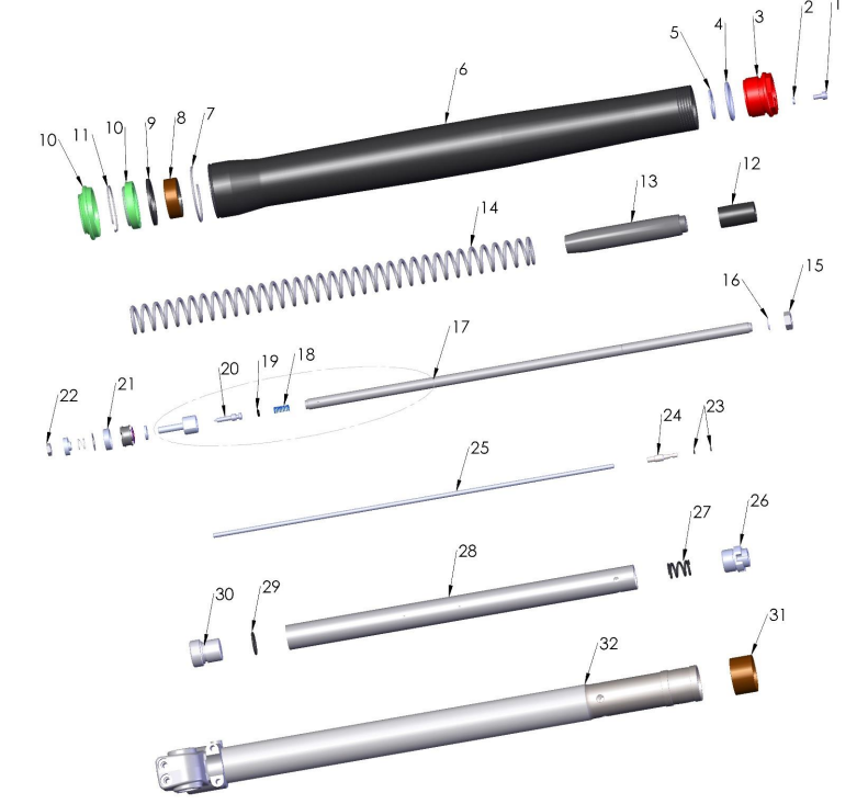 2020-CX50FWE Parts - Forks- Leg Assembly- Non-brake
Side