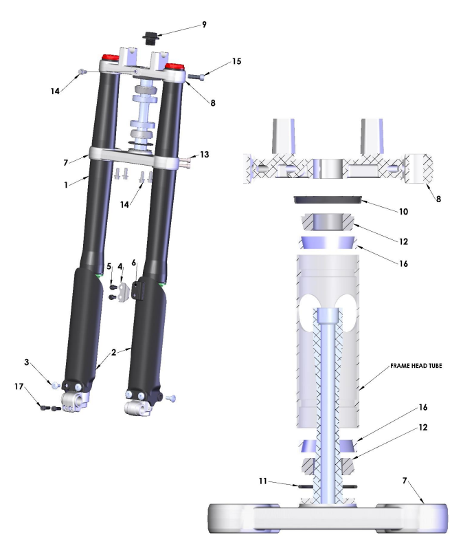 2020-CX50P3 Parts- Forks & Triple Clamps