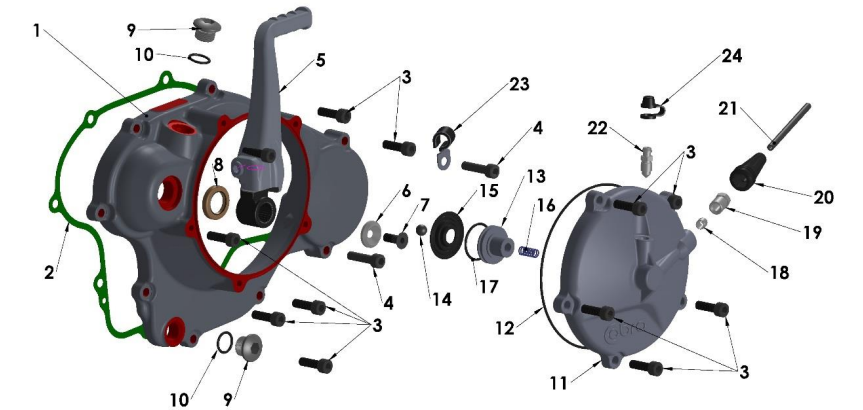 2020-CX65 Parts- Engine- Clutch / Kick Cover