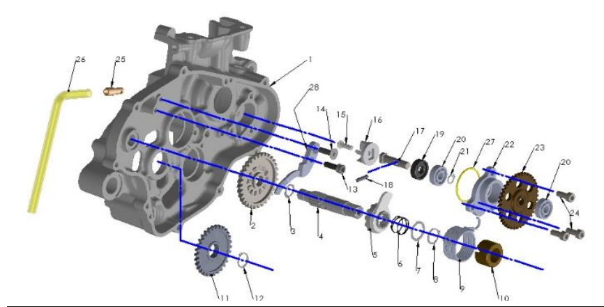 2020-CX65 Parts- Engine- Kick Mechanism & Water Pump