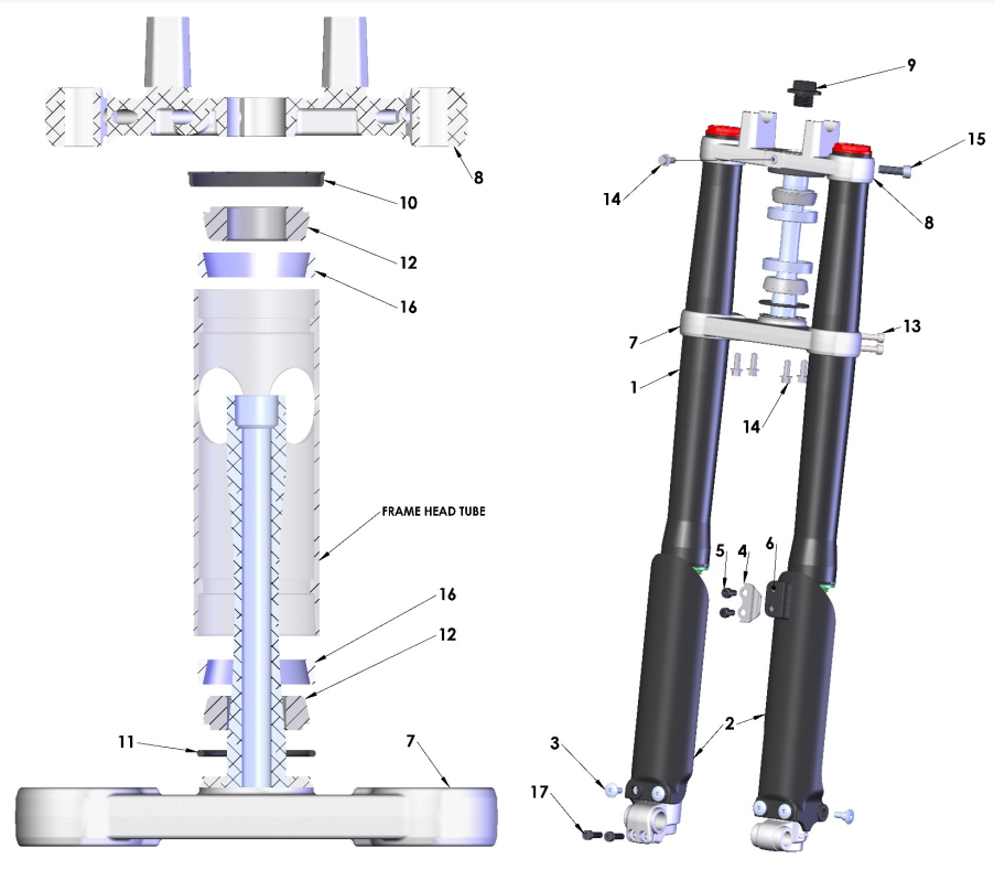 2021-CX50P3 Parts- Forks & Triple Clamps