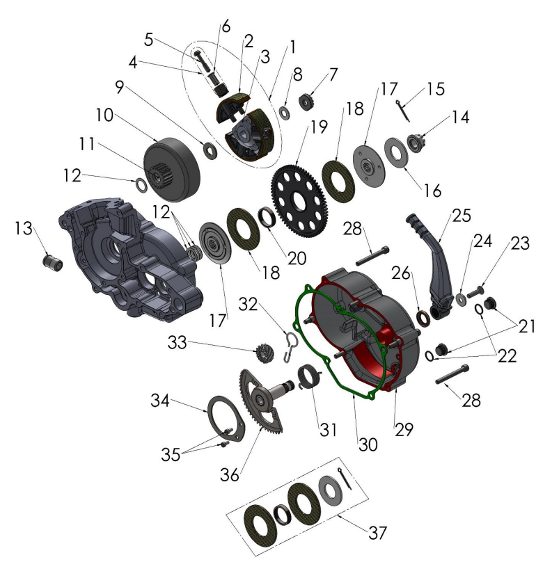 2021-CX50SRX Parts- Engine Clutch and Kick Lever