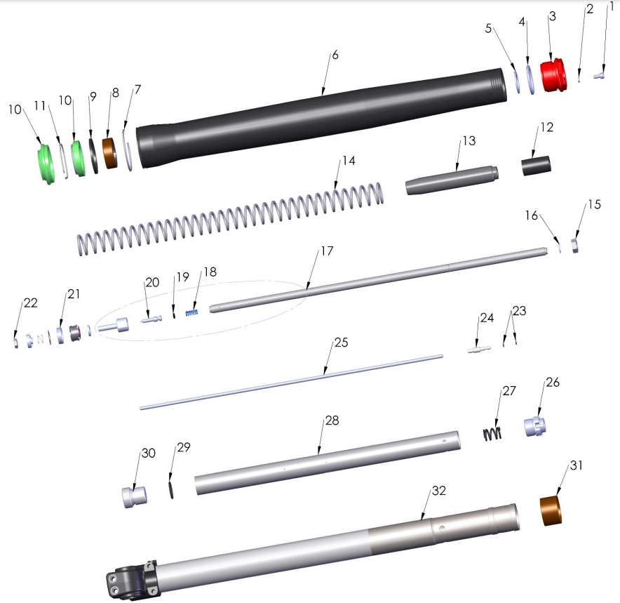 2021-CX50SRx-FWE Parts - Forks- Leg Assembly- Non-brake Side