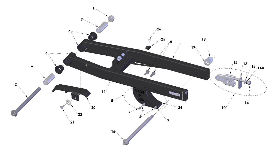 2022-CX50SR-KING Parts- Swingarm Assembly