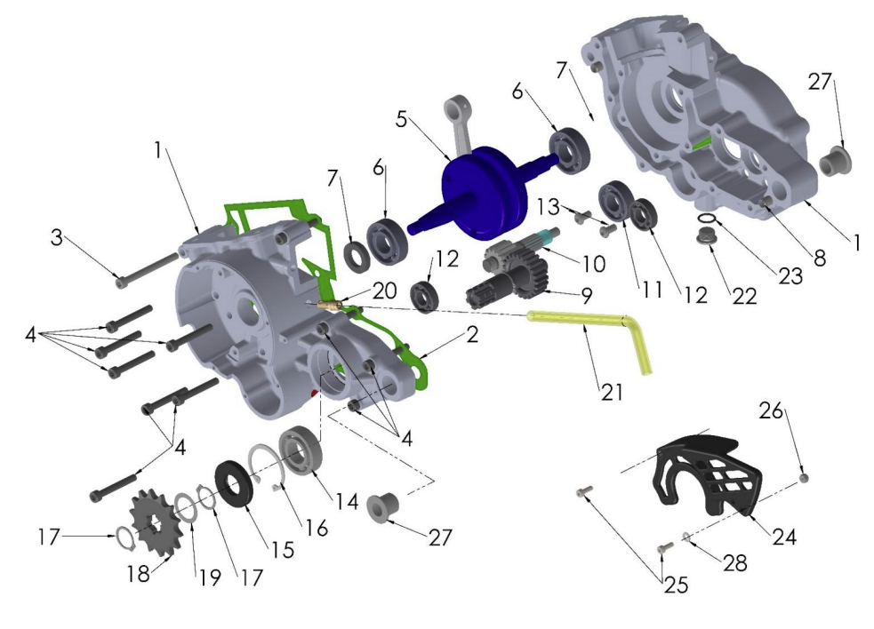 2023 CX50SR KING Parts- Engine- Bottom End and Transmission