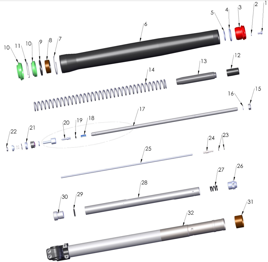 2024 CX50FWE Parts - Forks – Leg Assembly – Non-brake Side