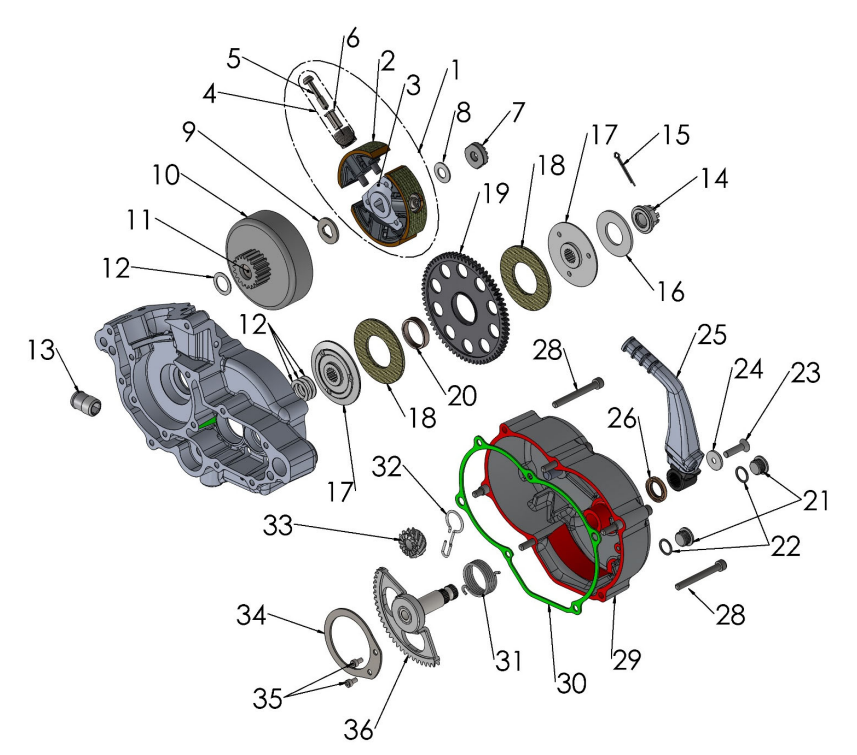 2024 CX50JR Parts - Engine – Clutch and Kick Starter