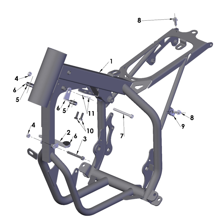 2024 CX50JR Parts - Frame – Seat, Fender, Right Side Panel, Radiator & Shock Mounts