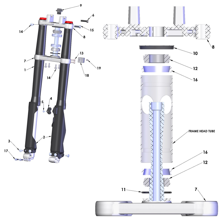 2024 CX50JR Parts - Front Forks and Triple Clamps