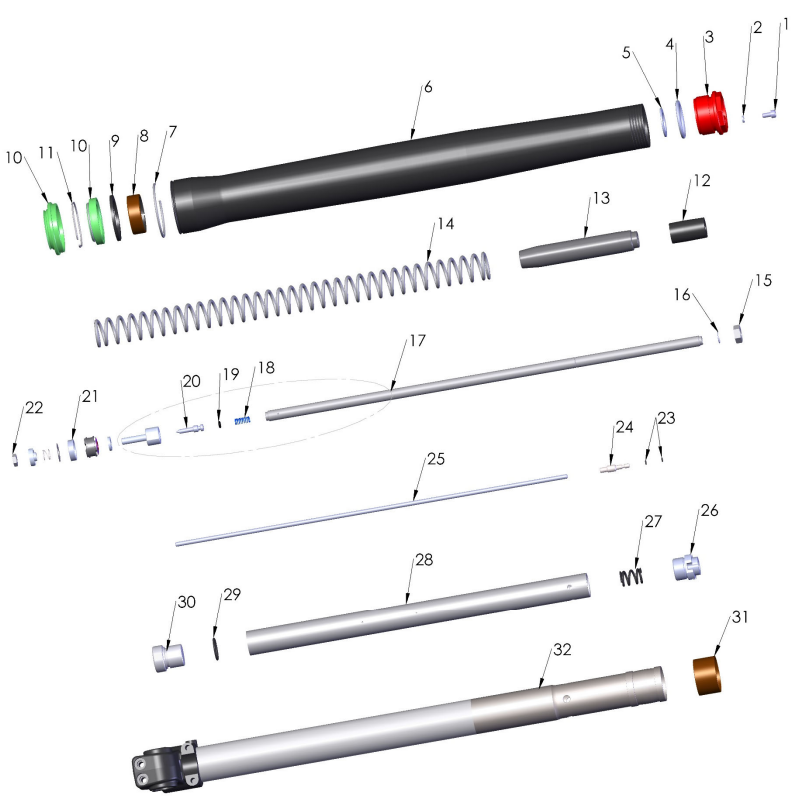 2024 CX5E Parts - Forks – Leg Assembly – Non-brake Side