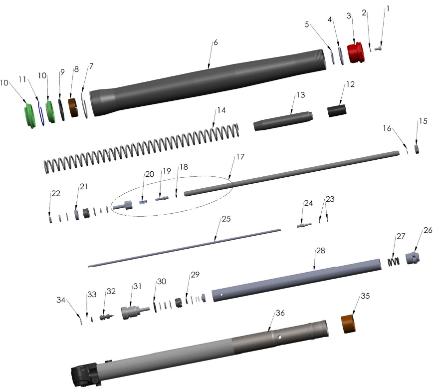 2024 CX5E Parts – Forks – Leg Assembly – Brake Side