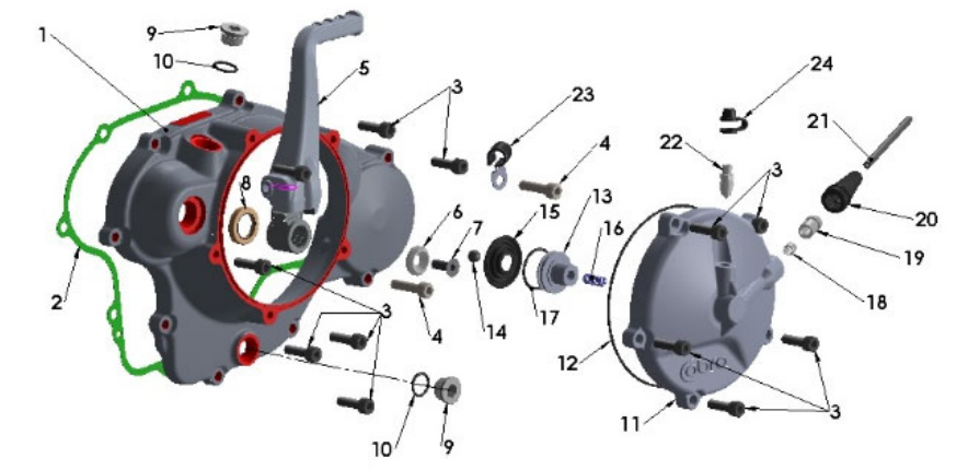 2024 CX65 Parts – Engine – Clutch / Kick Cover