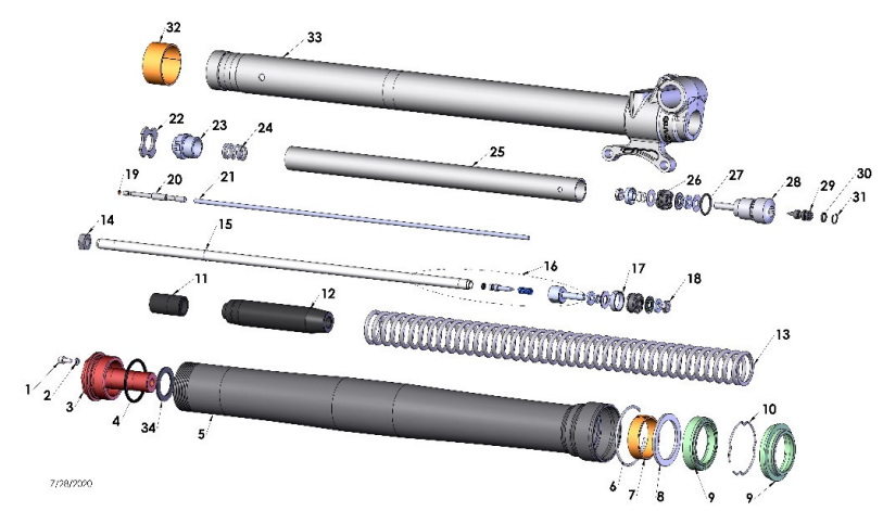 2024 CX65 Parts – Fork – Leg Assembly – Brake Side