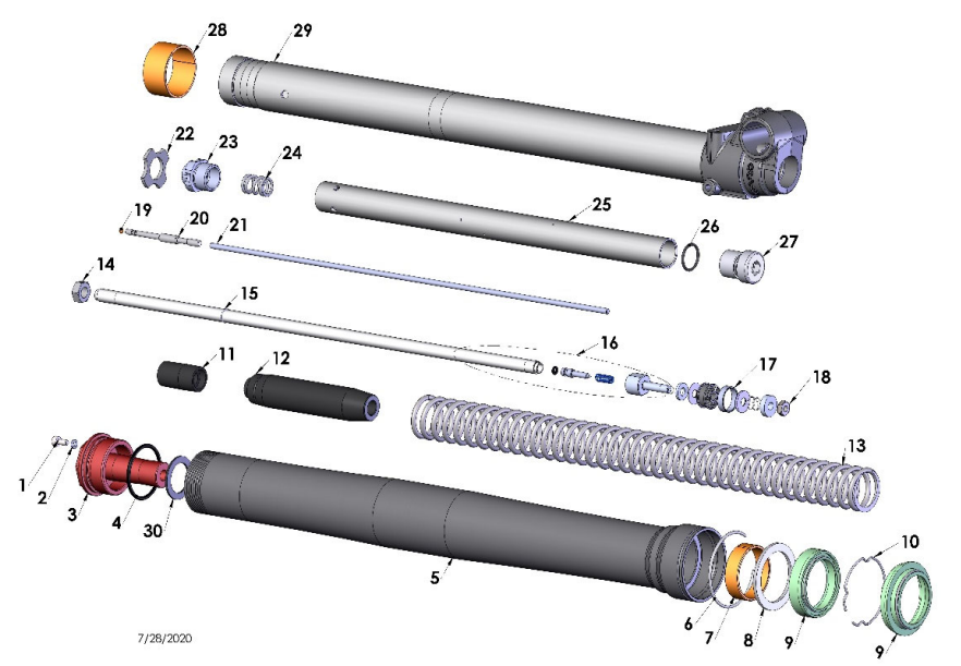 2024 CX65 Parts – Fork – Leg Assembly – Non-Brake Side