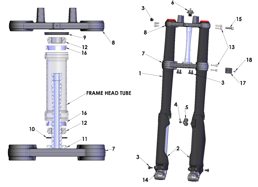 2024 CX65 Parts – Forks & Triple Clamps