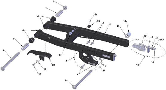 2025 CX5E Parts – Swingarm Assembly