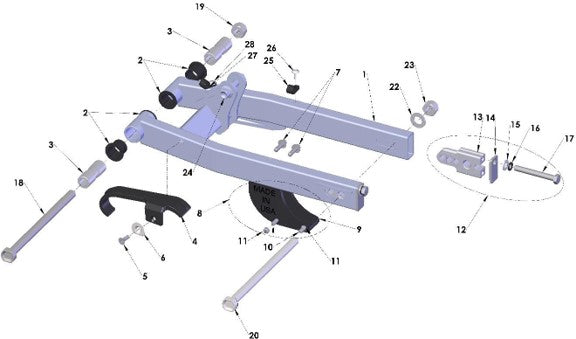 2018 Cobra 50P3 Parts – Swingarm Assembly