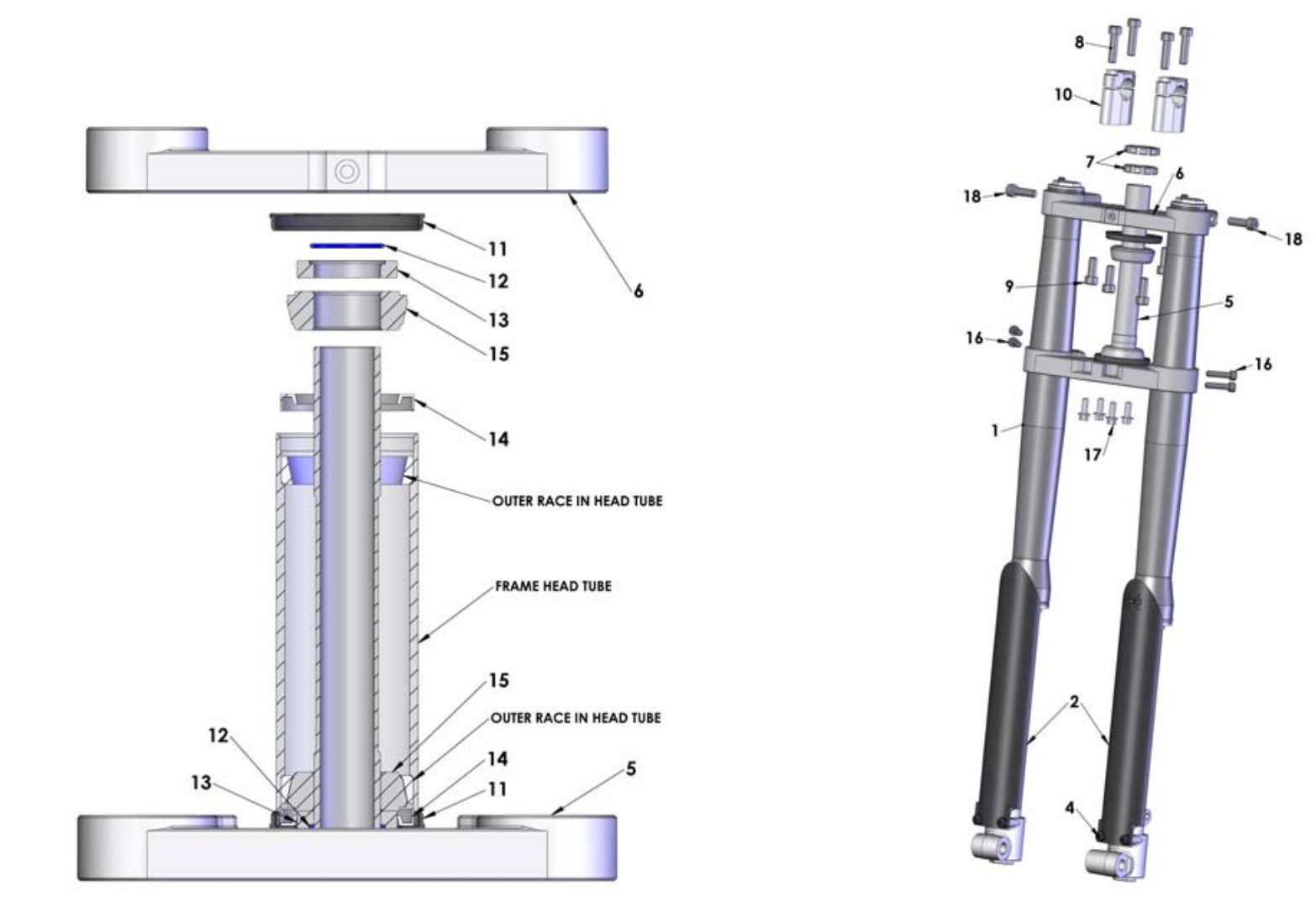 2012 Cobra 50JR Parts – Forks & Triple Clamps