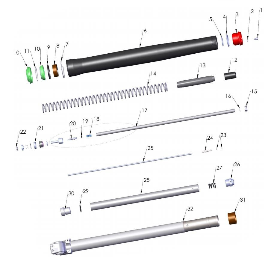 FORK - RING CLIP - SPRING GUIDE RETAINER