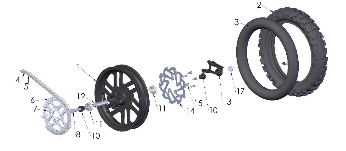 SPROCKET 38T - 415 - BLACK ANODIZE - PDM BOLTS